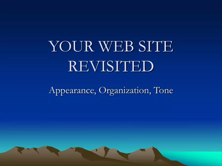your web site revisited