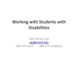Working with Students with Disabilities