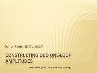 Constructing QCD One-loop Amplitudes