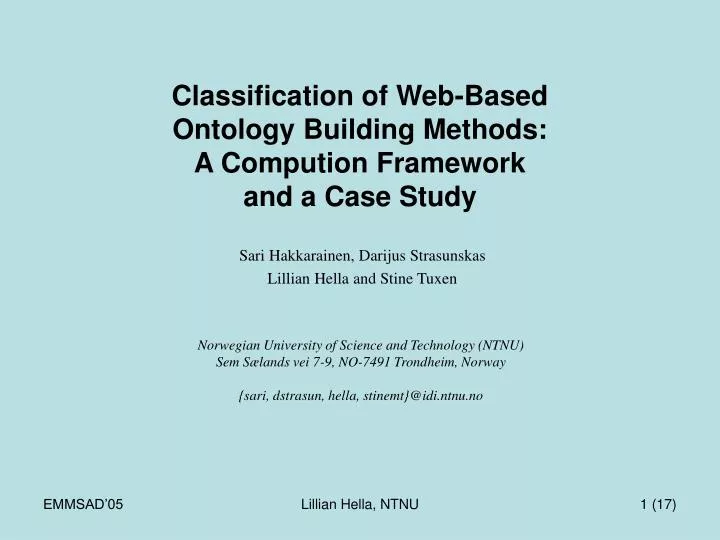 classification of web based ontology building methods a compution framework and a case study