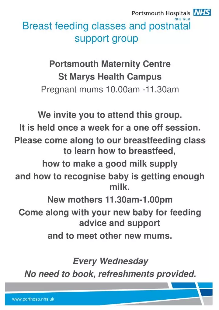 breast feeding classes and postnatal support group