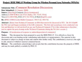 Project: IEEE P802.15 Working Group for Wireless Personal Area Networks (WPANs)