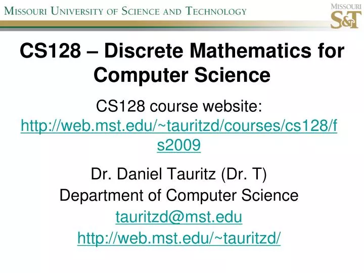cs128 discrete mathematics for computer science