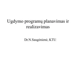 ugdymo program planavimas ir realizavimas