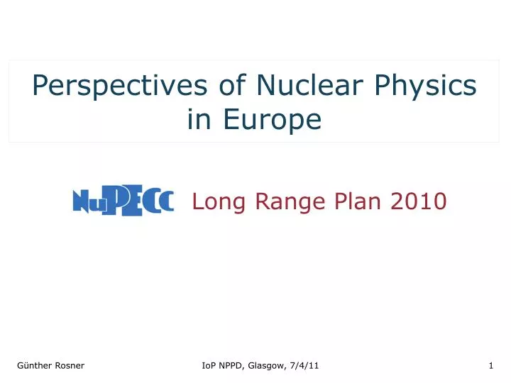 perspectives of nuclear physics in europe