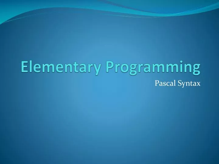 elementary programming