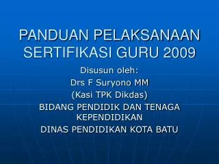 panduan pelaksanaan sertifikasi guru 2009