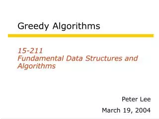 Greedy Algorithms