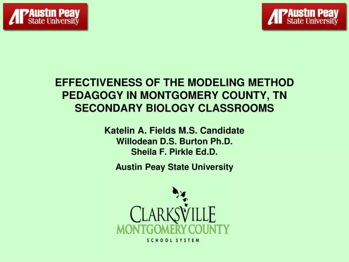 effectiveness of the modeling method pedagogy in montgomery county tn secondary biology classrooms