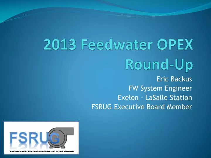 2013 feedwater opex round up