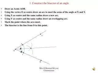 1. Construct the bisector of an angle.