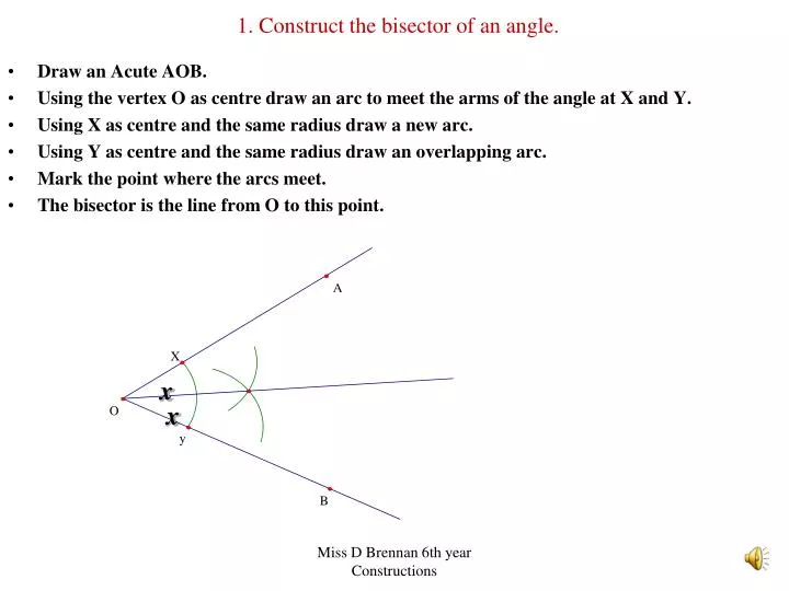 1 construct the bisector of an angle
