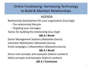 Online Fundraising: Harnessing Technology to Build &amp; Maintain Relationships