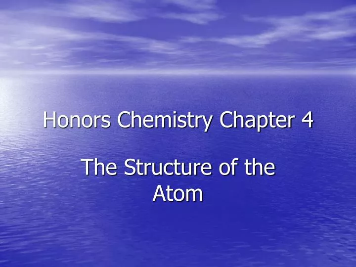 honors chemistry chapter 4