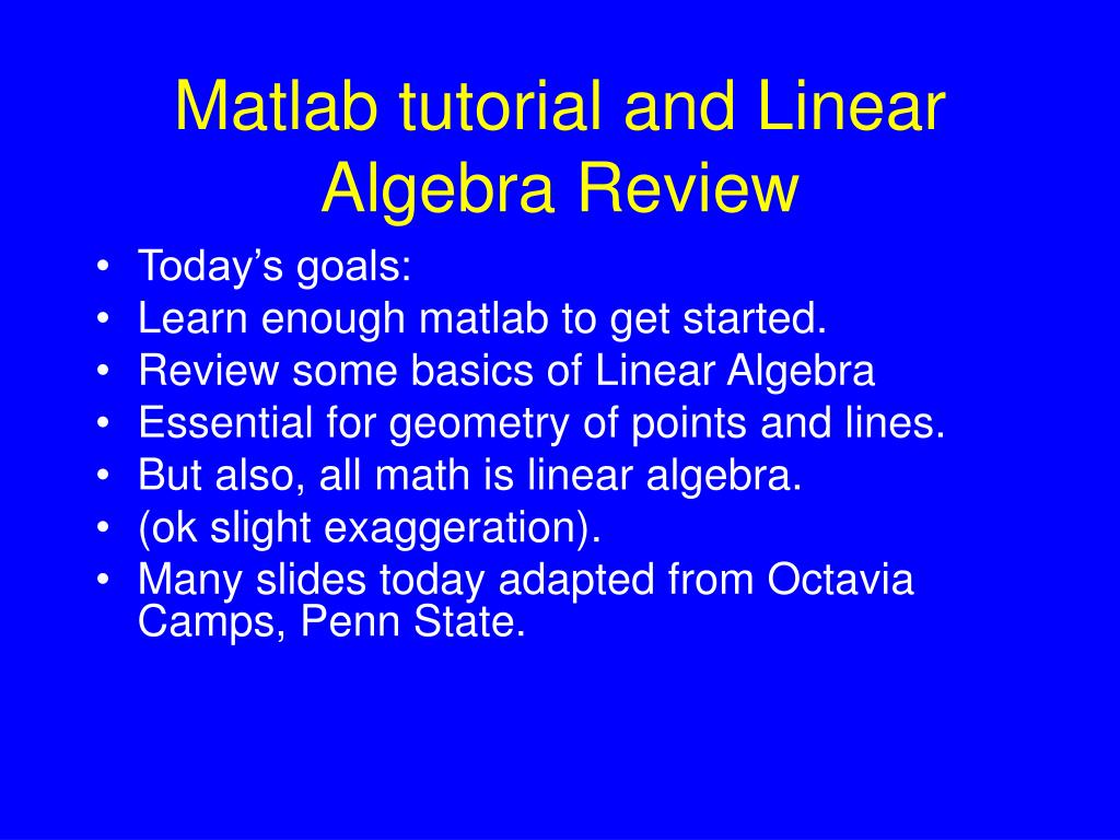 PPT - Matlab tutorial and Linear Algebra Review PowerPoint Presentation ...