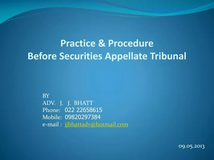 practice procedure before securities appellate tribunal
