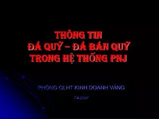 th ng tin qu b n qu trong h th ng pnj