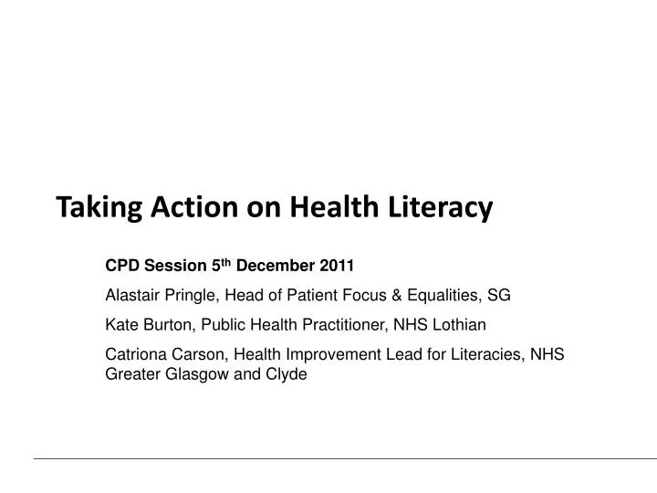 taking action on health literacy