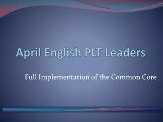 April English PLT Leaders