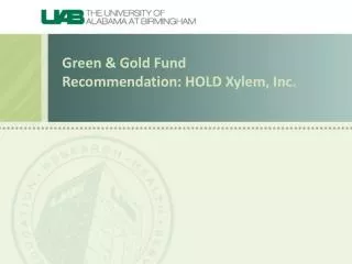 Green &amp; Gold Fund Recommendation: HOLD Xylem, Inc.