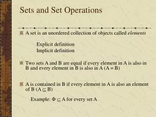 Sets and Set Operations