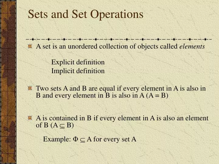 sets and set operations