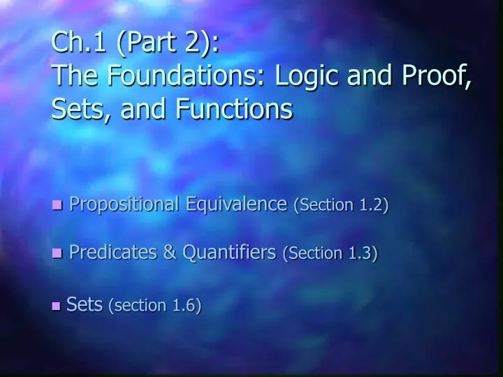 ch 1 part 2 the foundations logic and proof sets and functions