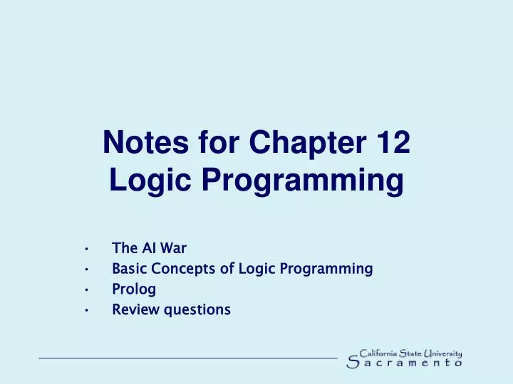 notes for chapter 12 logic programming