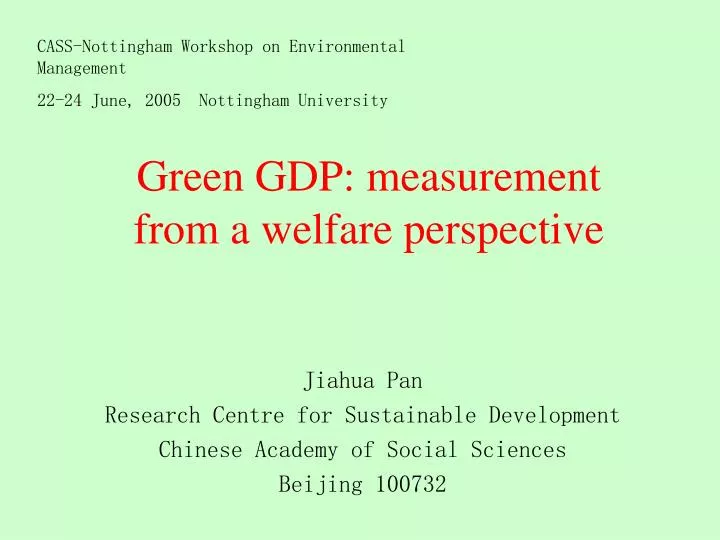 green gdp measurement from a welfare perspective