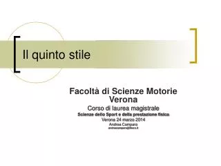 il quinto stile