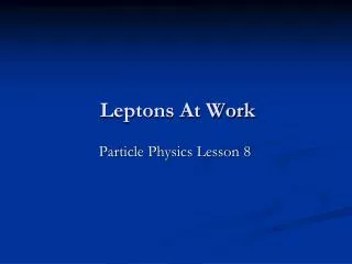 Leptons At Work