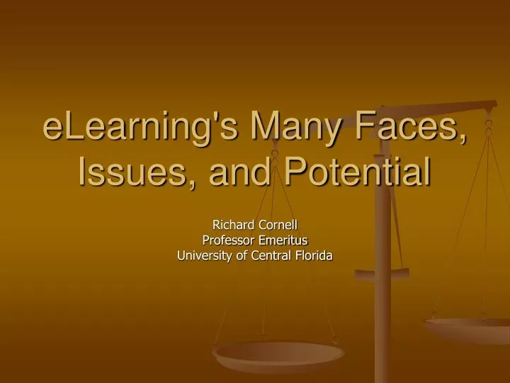 elearning s many faces issues and potential