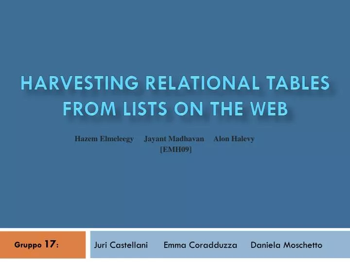 harvesting relational tables from lists on the web