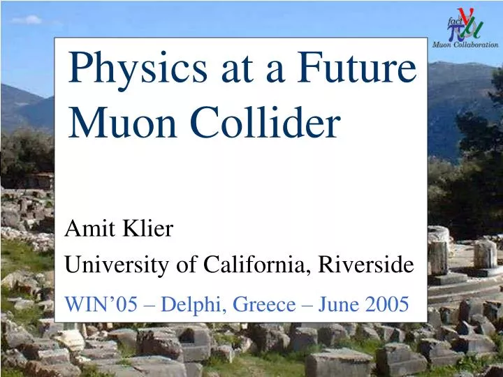 physics at a future muon collider