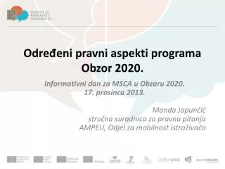 odre eni pravni aspekti programa obzor 2020