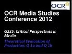 OCR Media Studies Conference 2012 G235: Critical Perspectives in Media - slide 1
