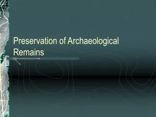 Preservation of Archaeological Remains