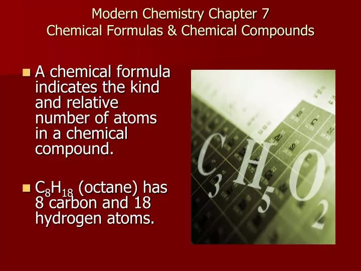 modern chemistry chapter 7 chemical formulas chemical compounds