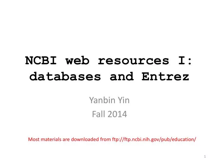 ncbi web resources i databases and entrez