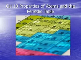 CH 18 Properties of Atoms and the Periodic Table
