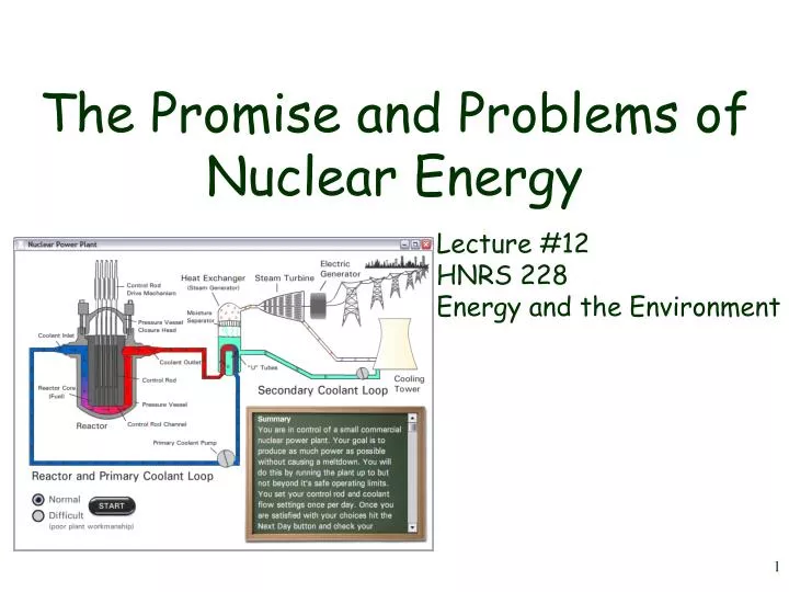 the promise and problems of nuclear energy
