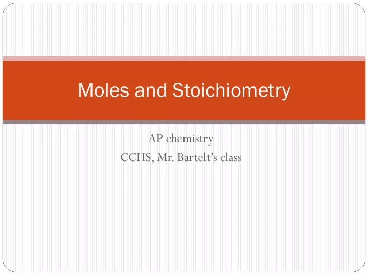 moles and stoichiometry
