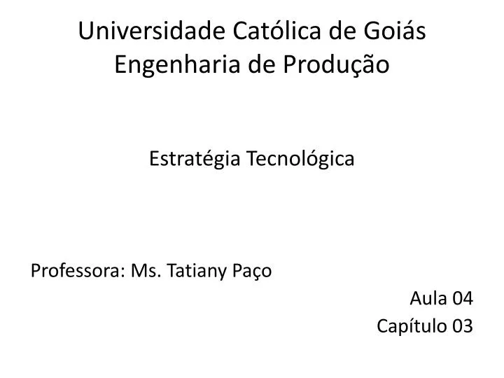 universidade cat lica de goi s engenharia de produ o