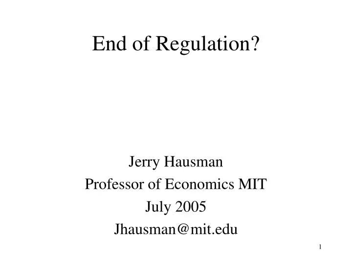 end of regulation