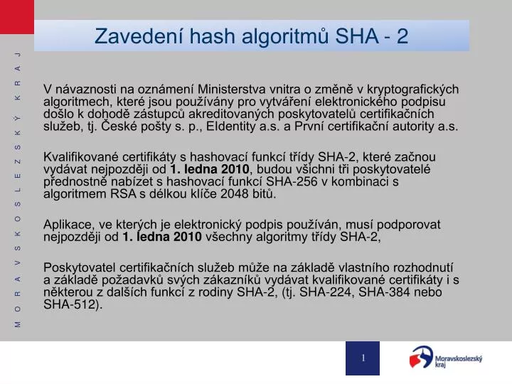 zaveden hash algoritm sha 2