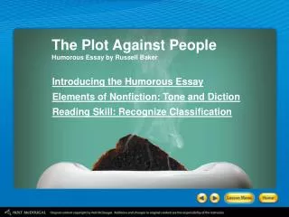 The Plot Against People Humorous Essay by Russell Baker