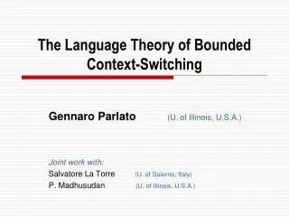 The Language Theory of Bounded Context-Switching