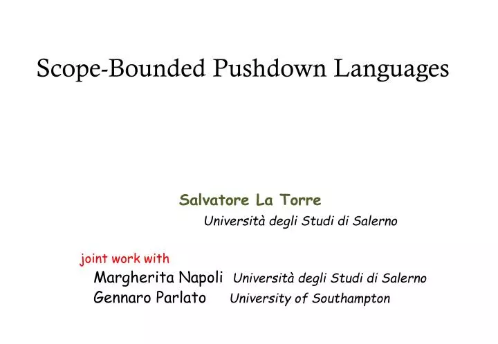 scope bounded pushdown languages