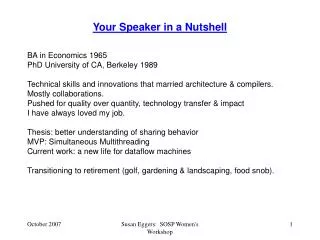 Your Speaker in a Nutshell