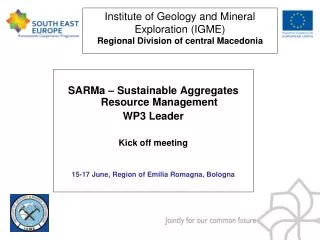 Institute of Geology and Mineral Exploration (IGME) Regional Division of central Macedonia